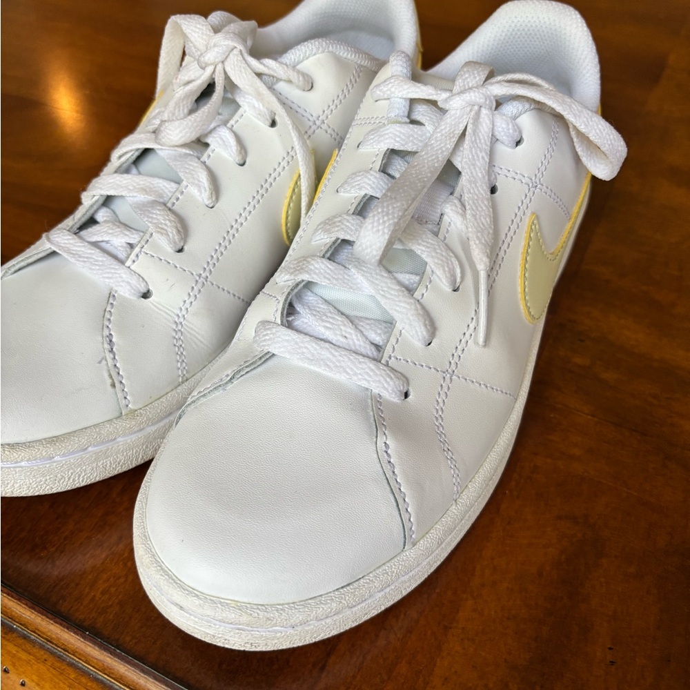 White and Yellow Nike Sneakers